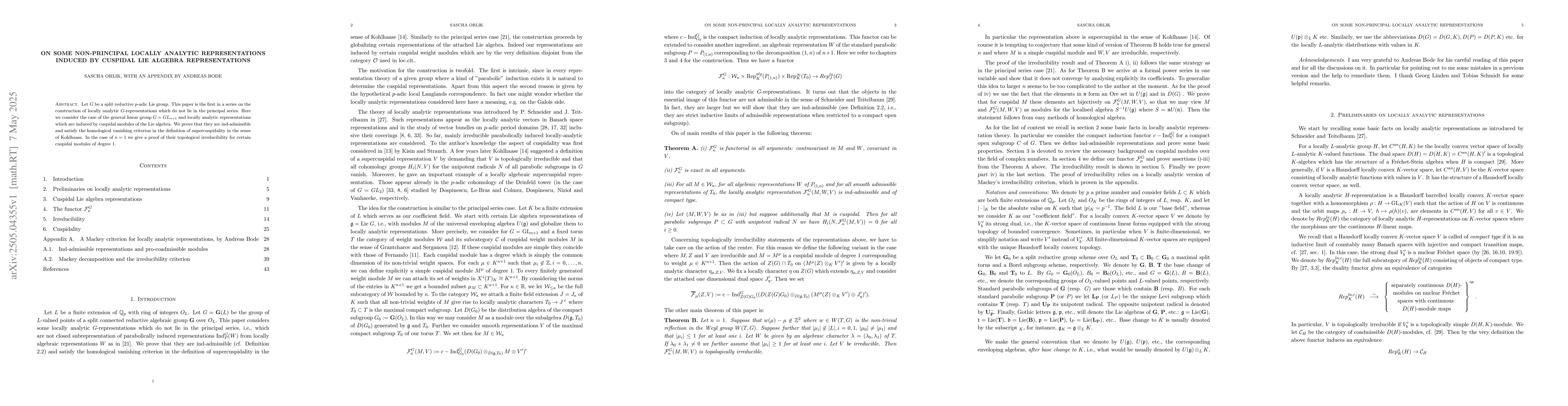 Thumbnail for On some non-principal locally analytic representations induced by
  cuspidal Lie algebra representations
