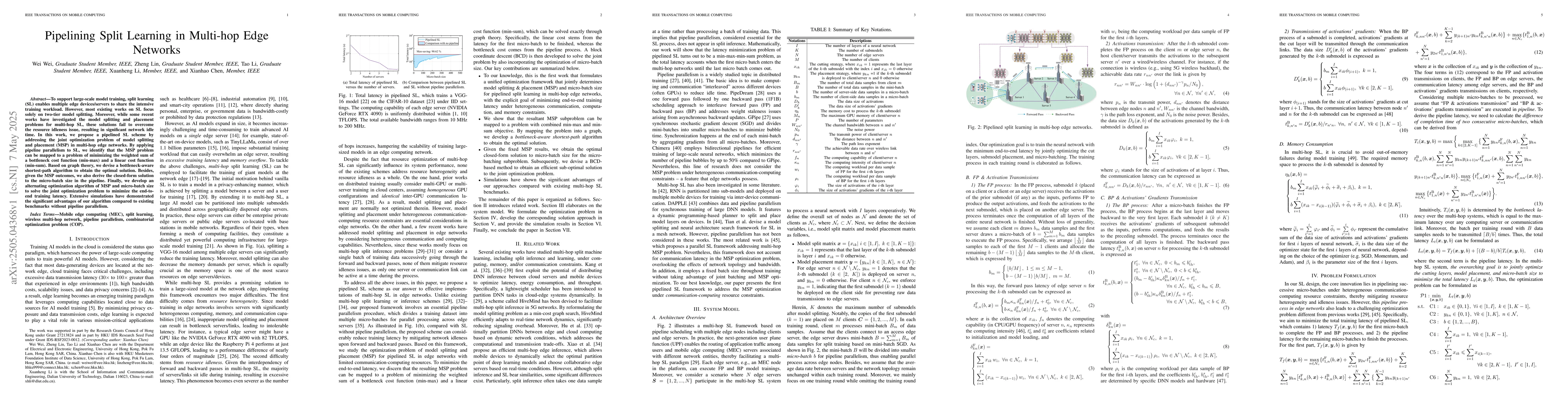 Thumbnail for Pipelining Split Learning in Multi-hop Edge Networks