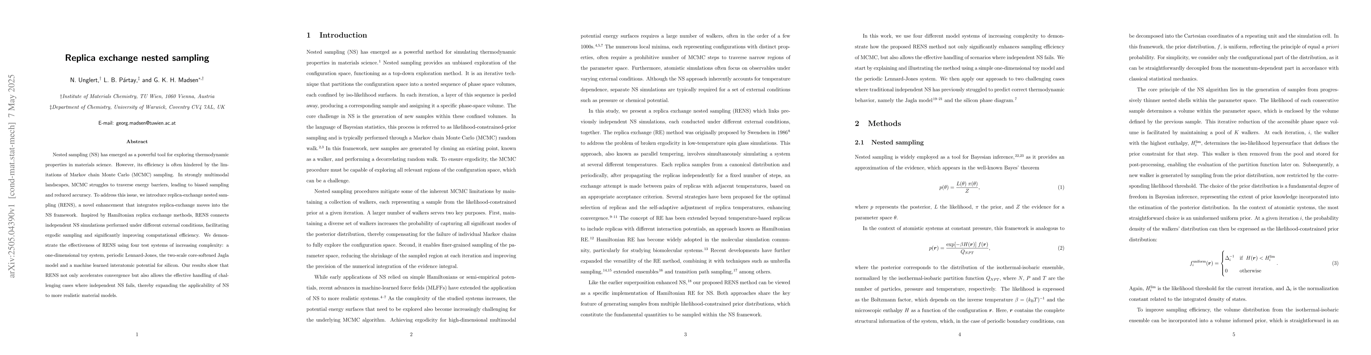 Thumbnail for Replica exchange nested sampling