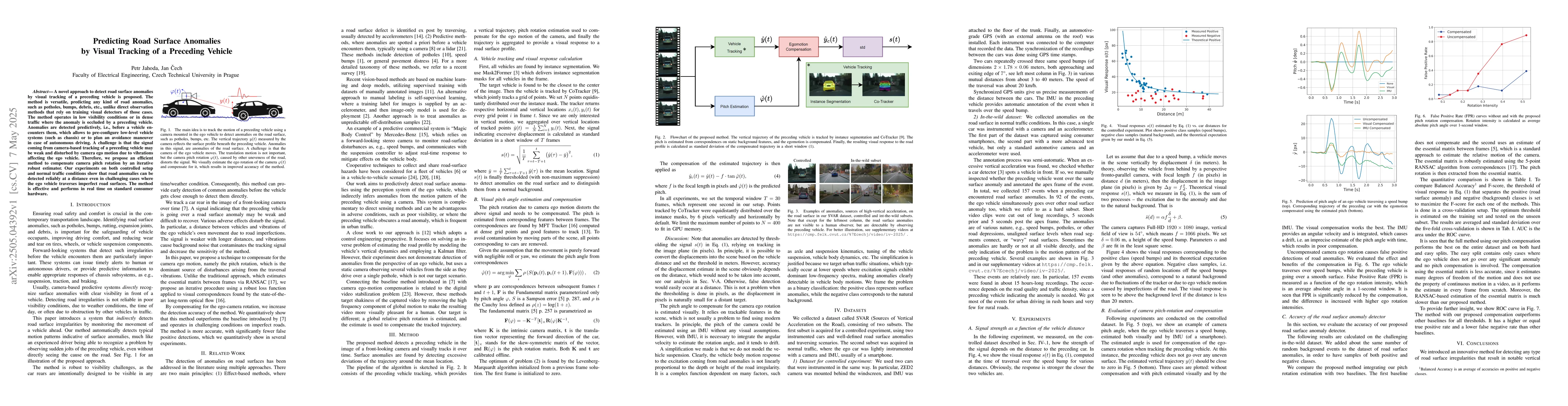 Thumbnail for Predicting Road Surface Anomalies by Visual Tracking of a Preceding
  Vehicle