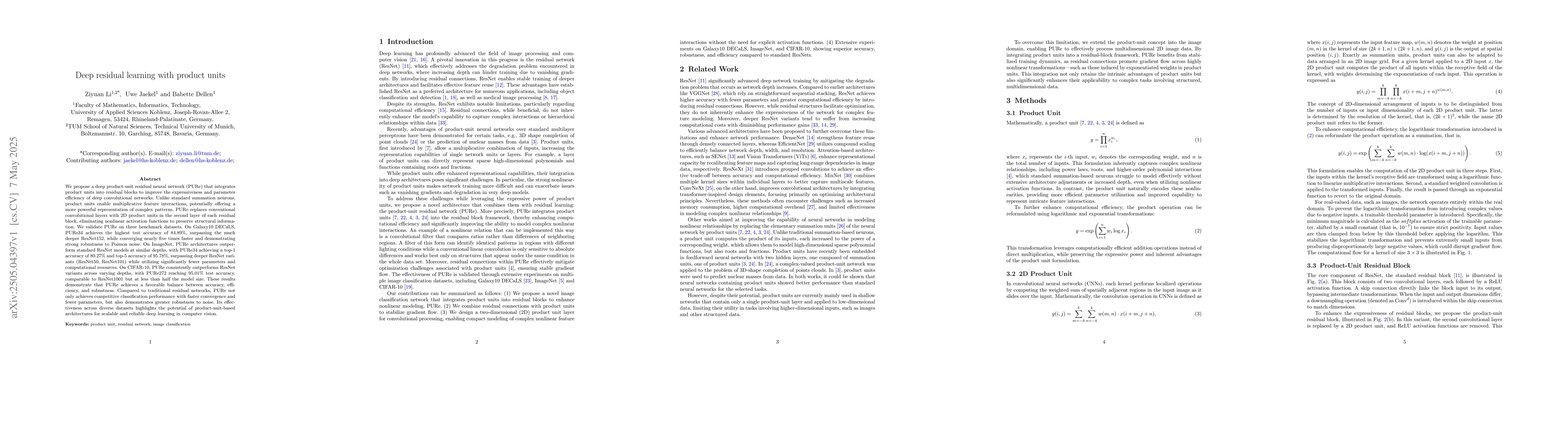 Thumbnail for Deep residual learning with product units