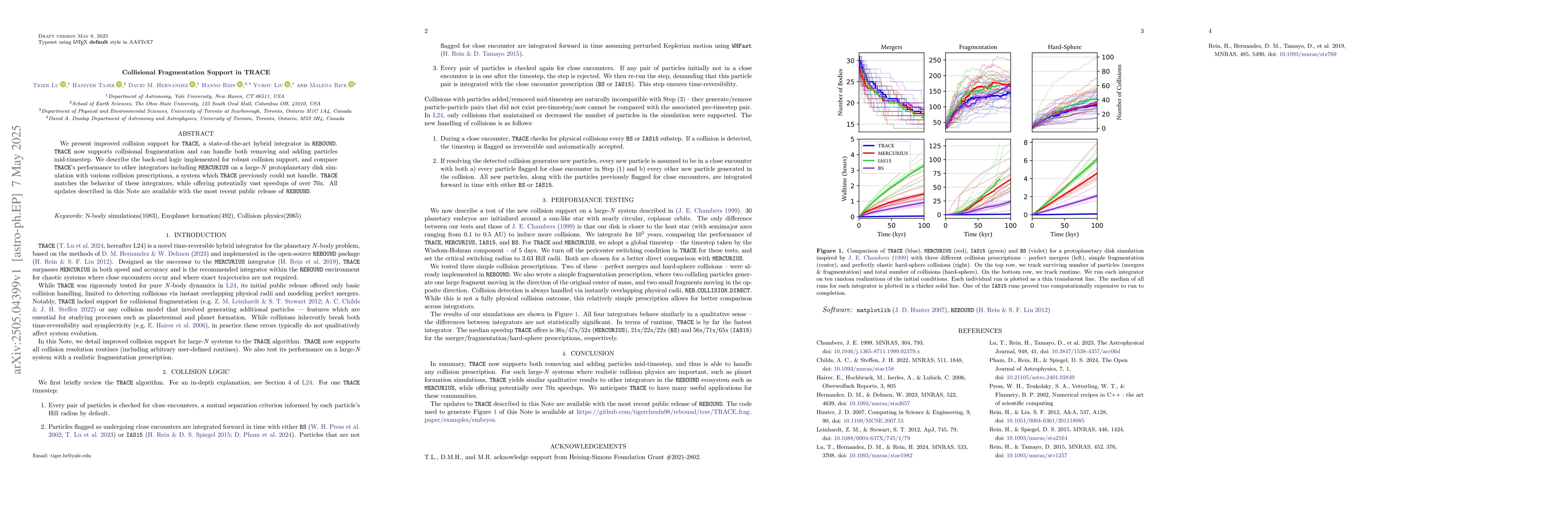 Thumbnail for Collisional Fragmentation Support in TRACE