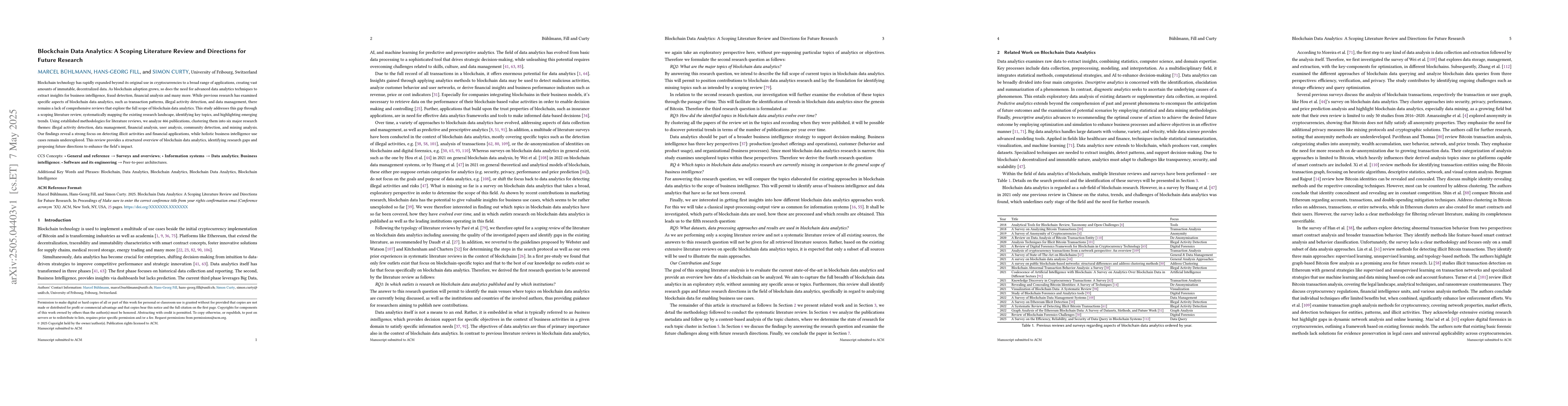 Thumbnail for Blockchain Data Analytics: A Scoping Literature Review and Directions
  for Future Research