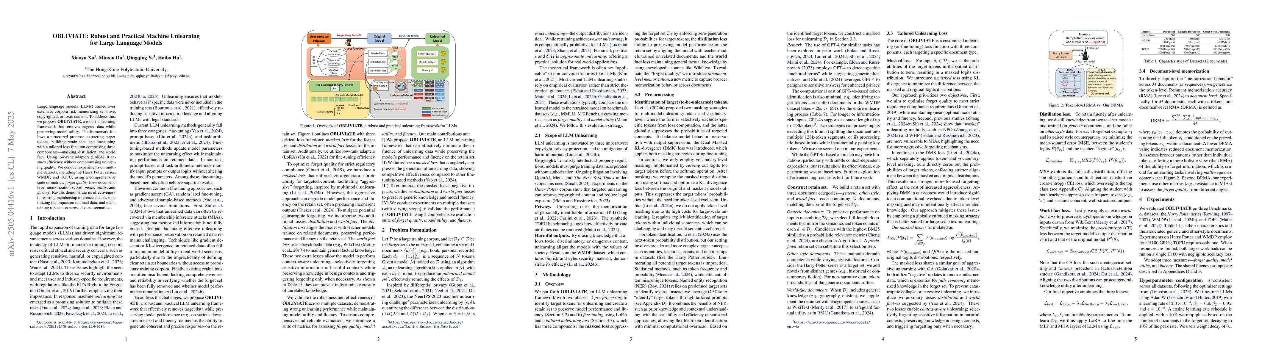 Thumbnail for OBLIVIATE: Robust and Practical Machine Unlearning for Large Language
  Models