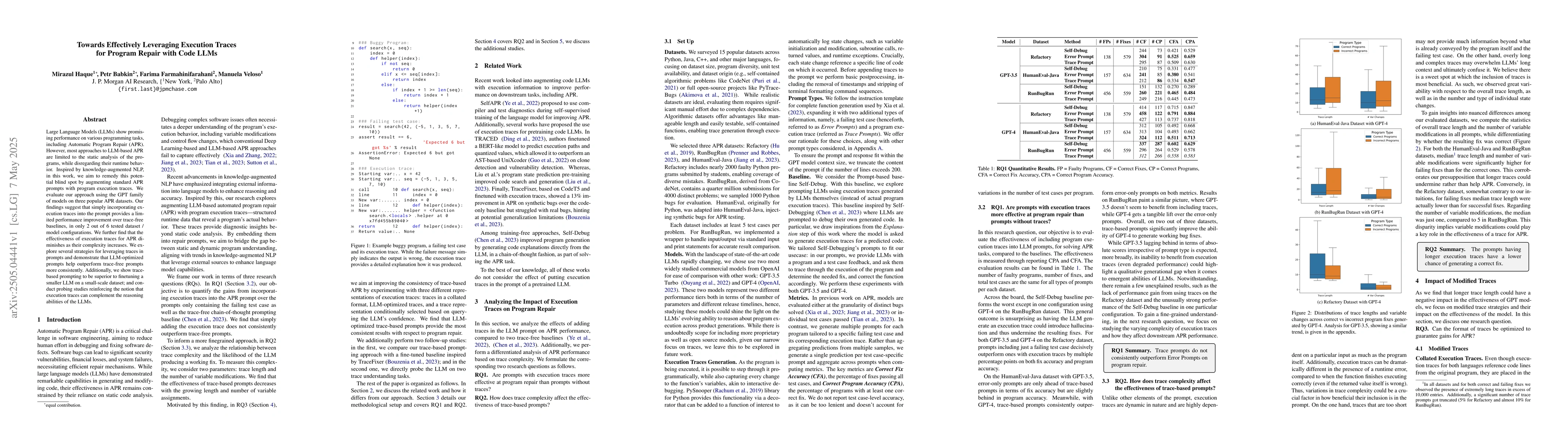 Thumbnail for Towards Effectively Leveraging Execution Traces for Program Repair with
  Code LLMs