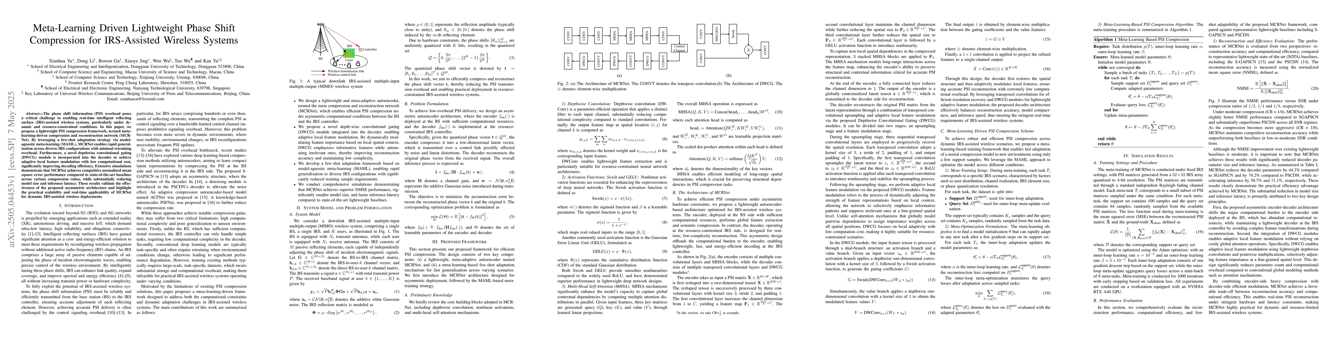 Thumbnail for Meta-Learning Driven Lightweight Phase Shift Compression for
  IRS-Assisted Wireless Systems