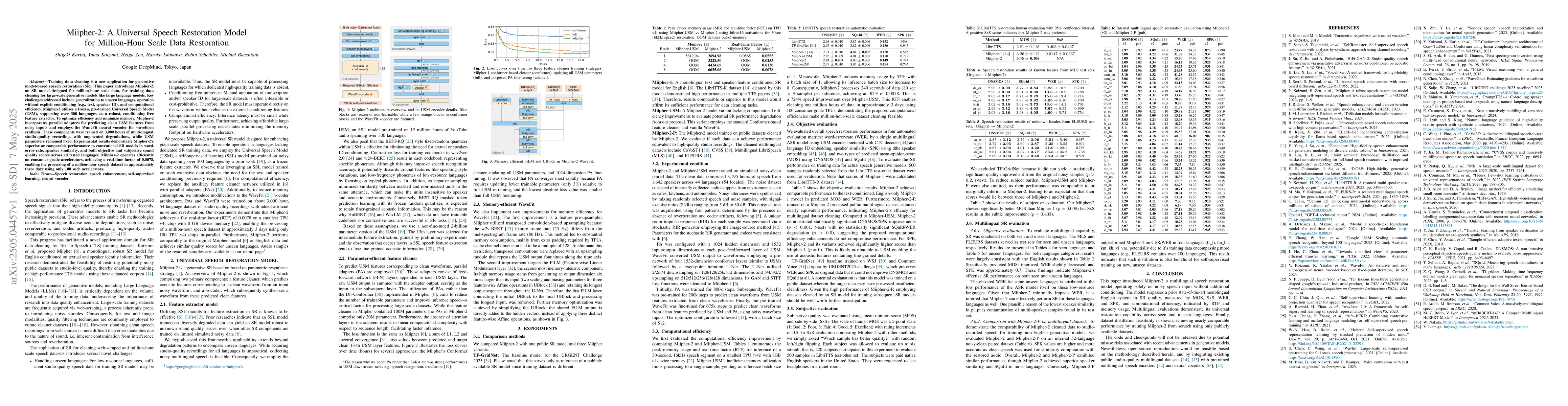 Thumbnail for Miipher-2: A Universal Speech Restoration Model for Million-Hour Scale
  Data Restoration