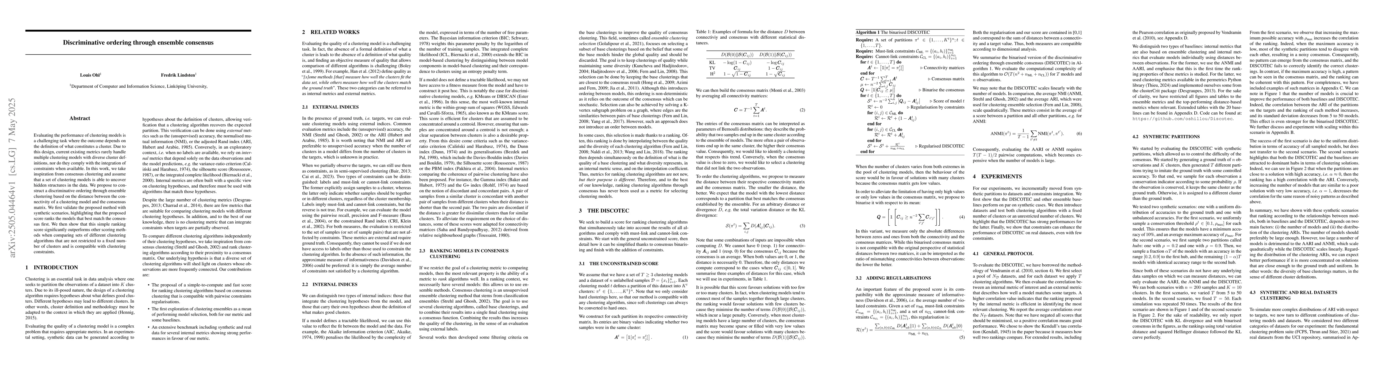 Thumbnail for Discriminative Ordering Through Ensemble Consensus