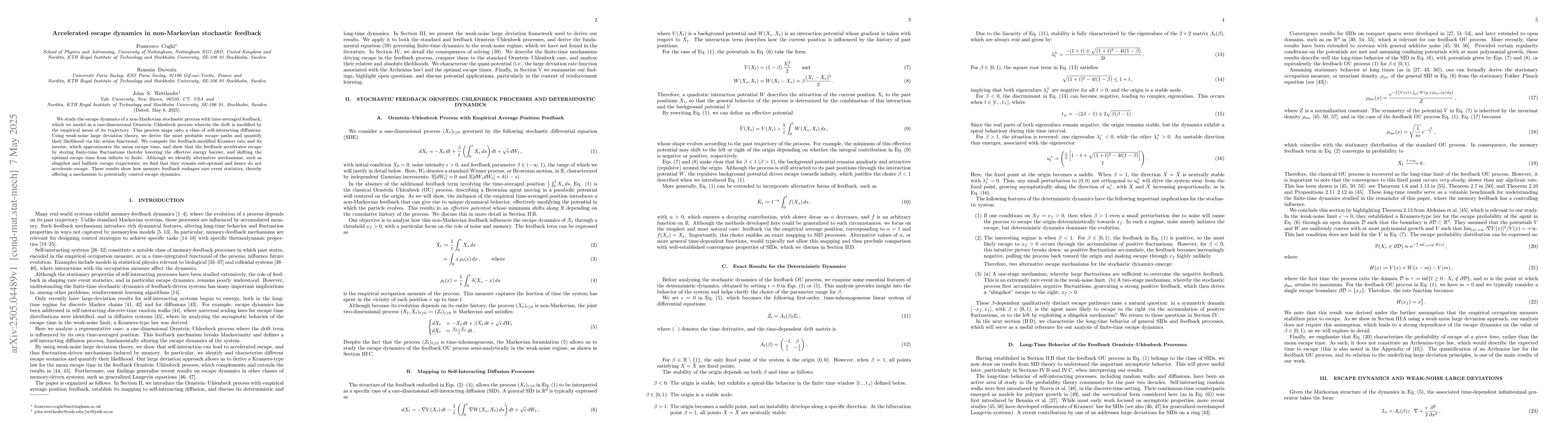 Thumbnail for Accelerated escape dynamics in non-Markovian stochastic feedback