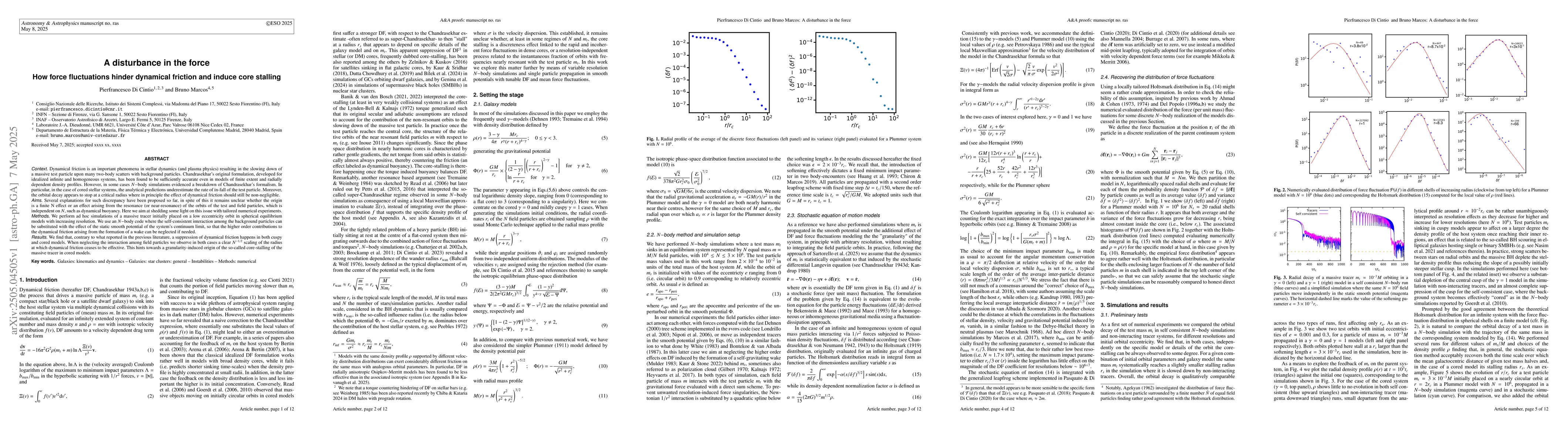 Thumbnail for A disturbance in the force. How force fluctuations hinder dynamical
  friction and induce core stalling