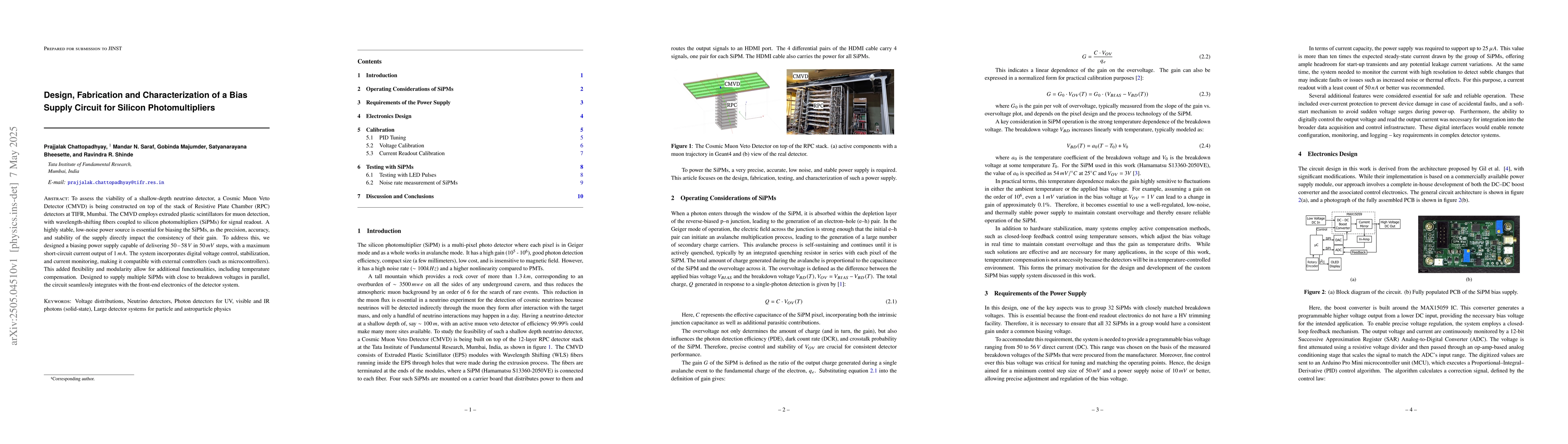 Thumbnail for Design, Fabrication and Characterization of a Bias Supply Circuit for
  Silicon Photomultipliers