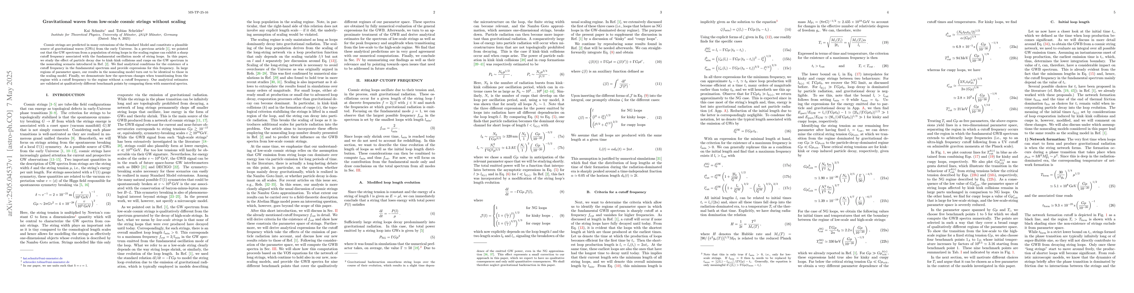Thumbnail for Gravitational waves from low-scale cosmic strings without scaling
