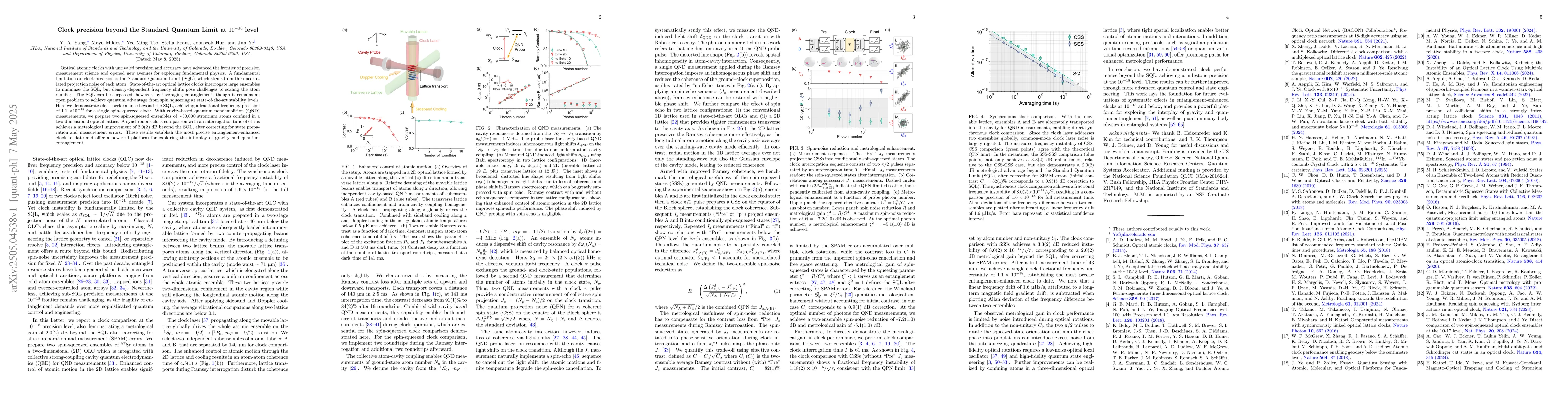Thumbnail for Clock precision beyond the Standard Quantum Limit at $10^{-18}$ level