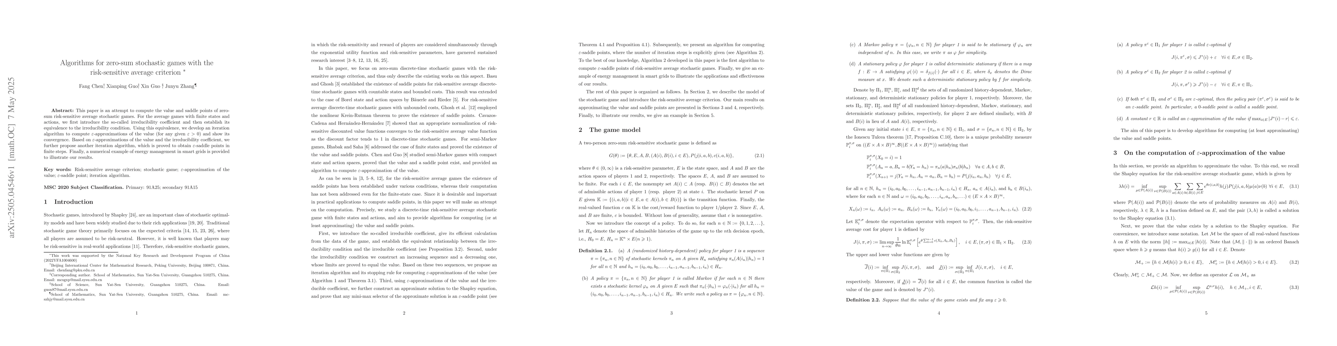 Thumbnail for Algorithms for zero-sum stochastic games with the risk-sensitive average
  criterion