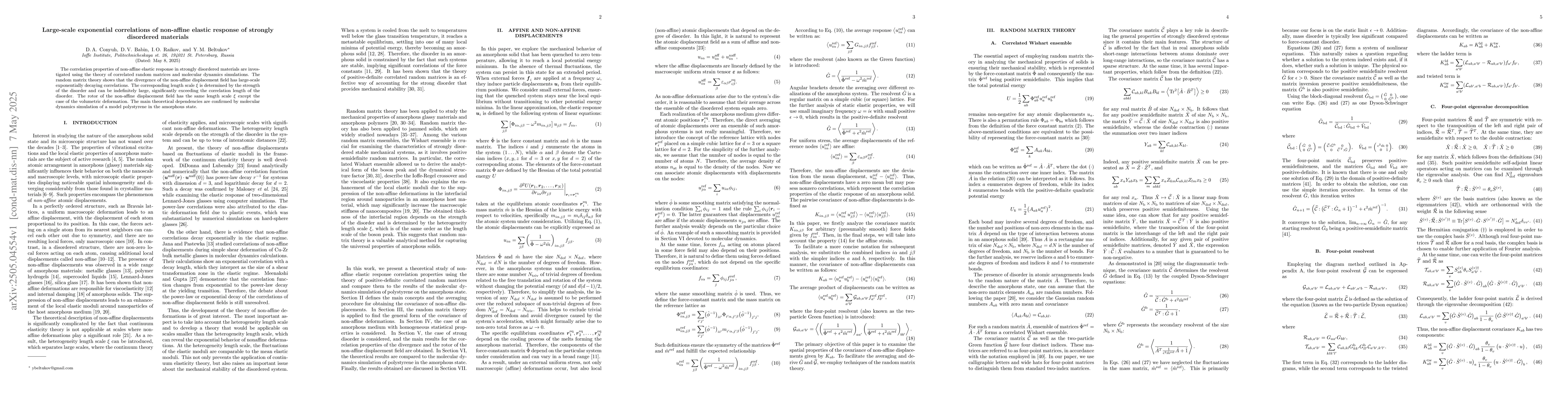 Thumbnail for Large-scale exponential correlations of non-affine elastic response of
  strongly disordered materials