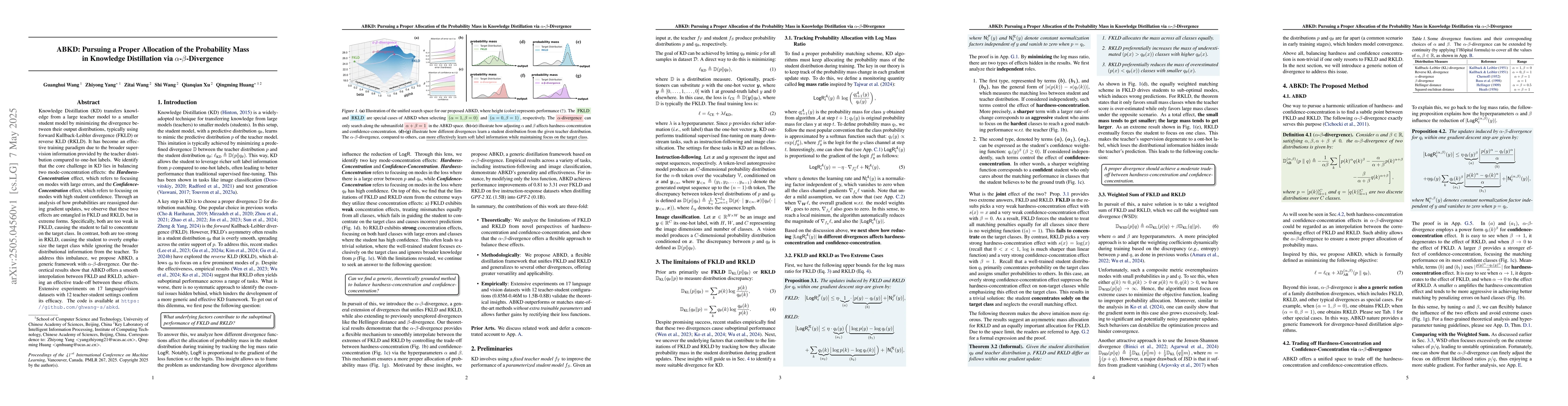 Thumbnail for ABKD: Pursuing a Proper Allocation of the Probability Mass in Knowledge
  Distillation via $α$-$β$-Divergence