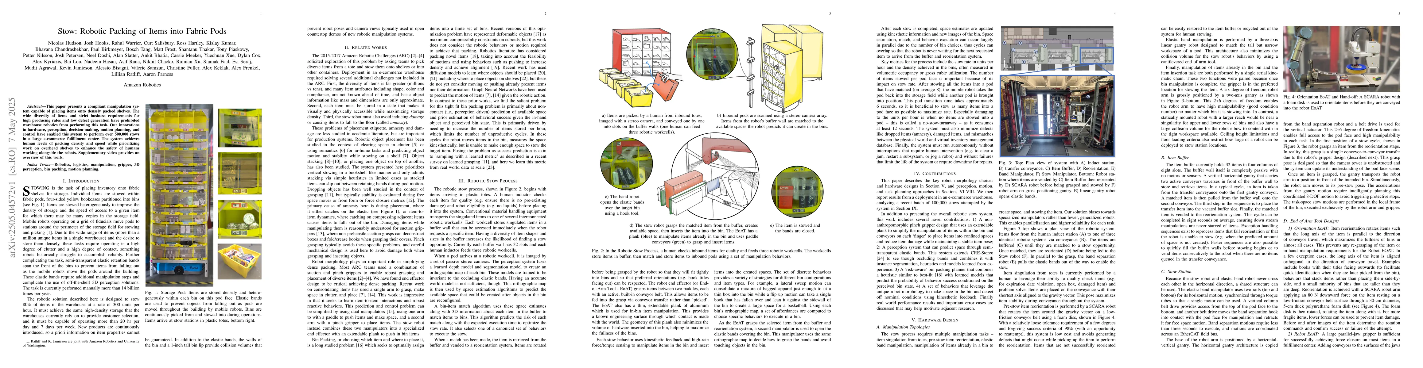 Thumbnail for Stow: Robotic Packing of Items into Fabric Pods