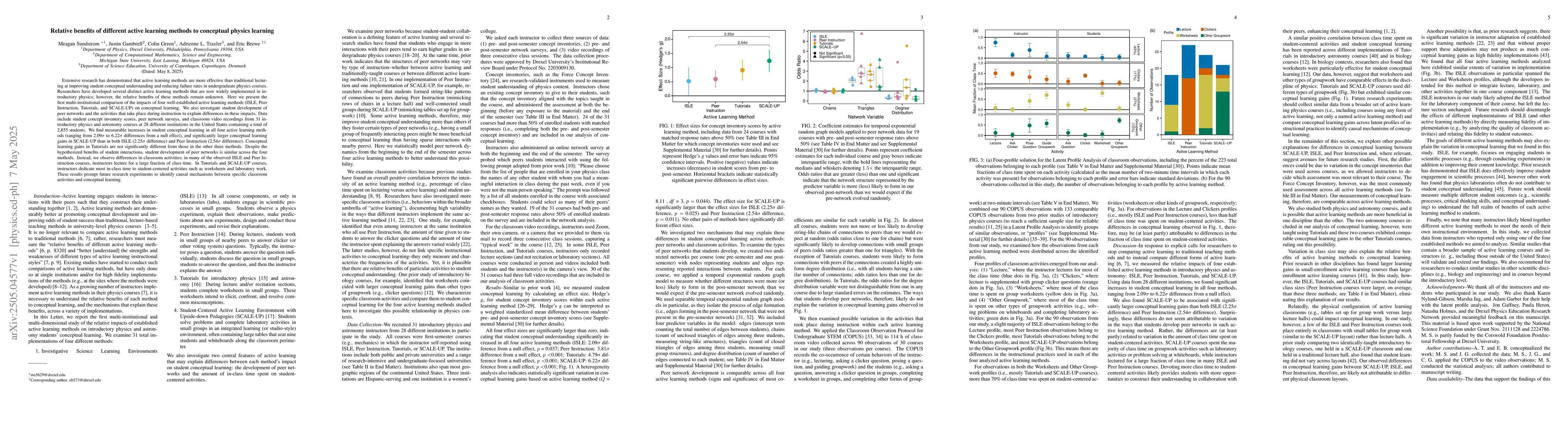 Thumbnail for Relative benefits of different active learning methods to conceptual
  physics learning