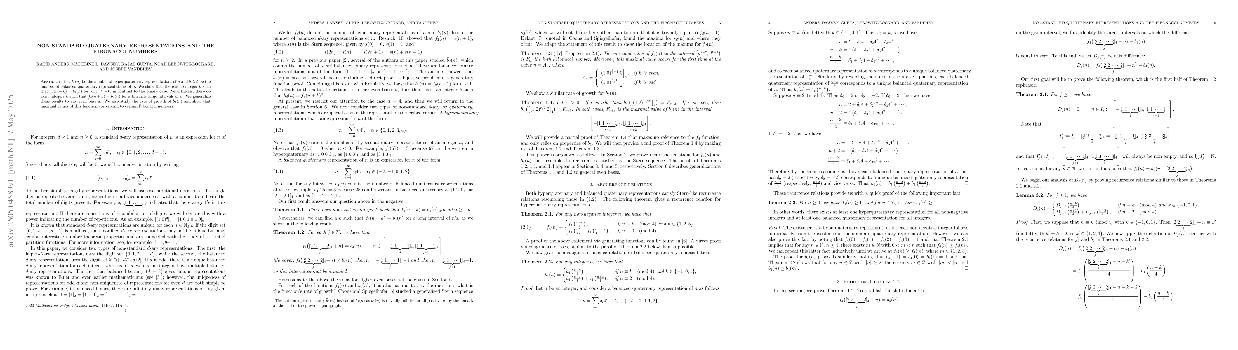 Thumbnail for Non-standard quaternary representations and the Fibonacci numbers