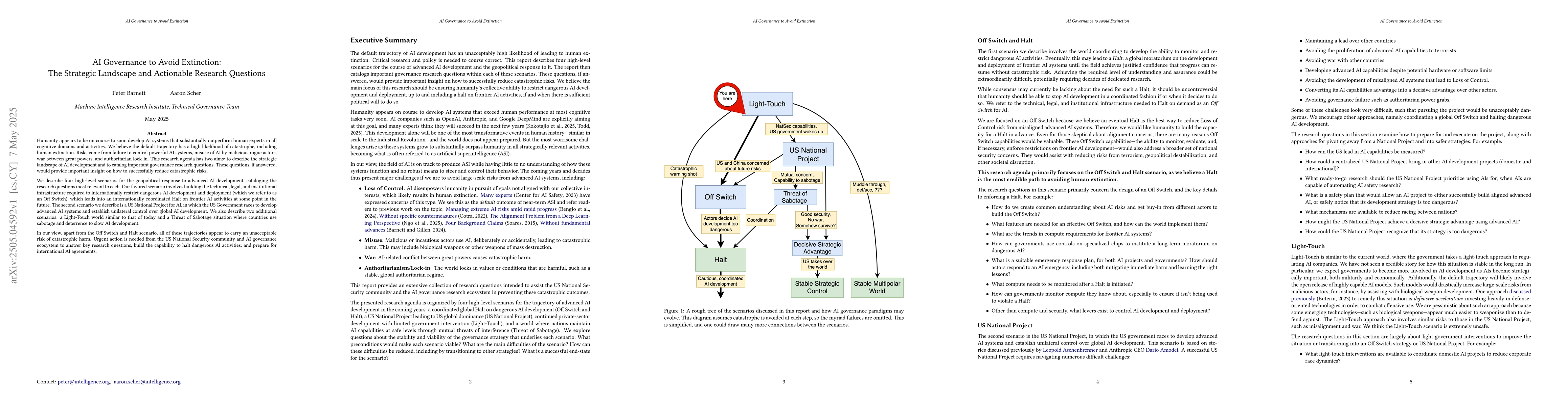 Thumbnail for AI Governance to Avoid Extinction: The Strategic Landscape and
  Actionable Research Questions
