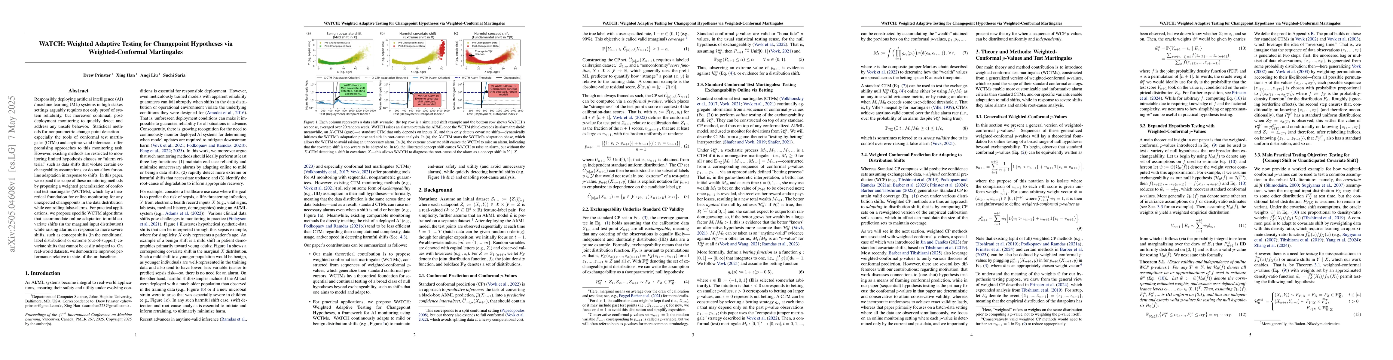 Thumbnail for WATCH: Weighted Adaptive Testing for Changepoint Hypotheses via
  Weighted-Conformal Martingales