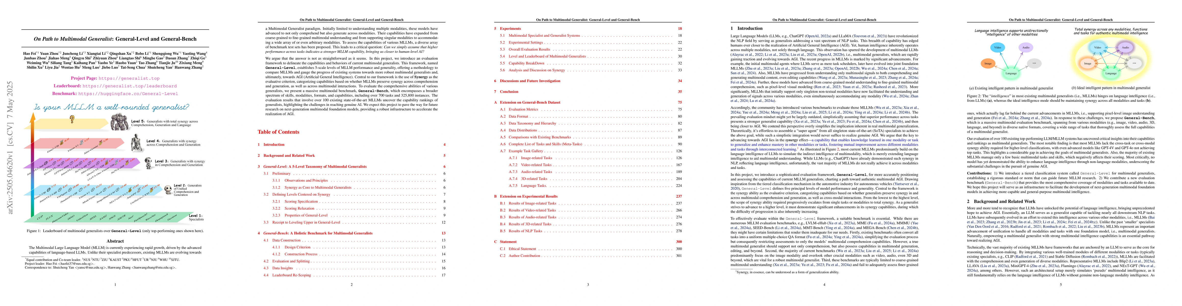 Thumbnail for On Path to Multimodal Generalist: General-Level and General-Bench