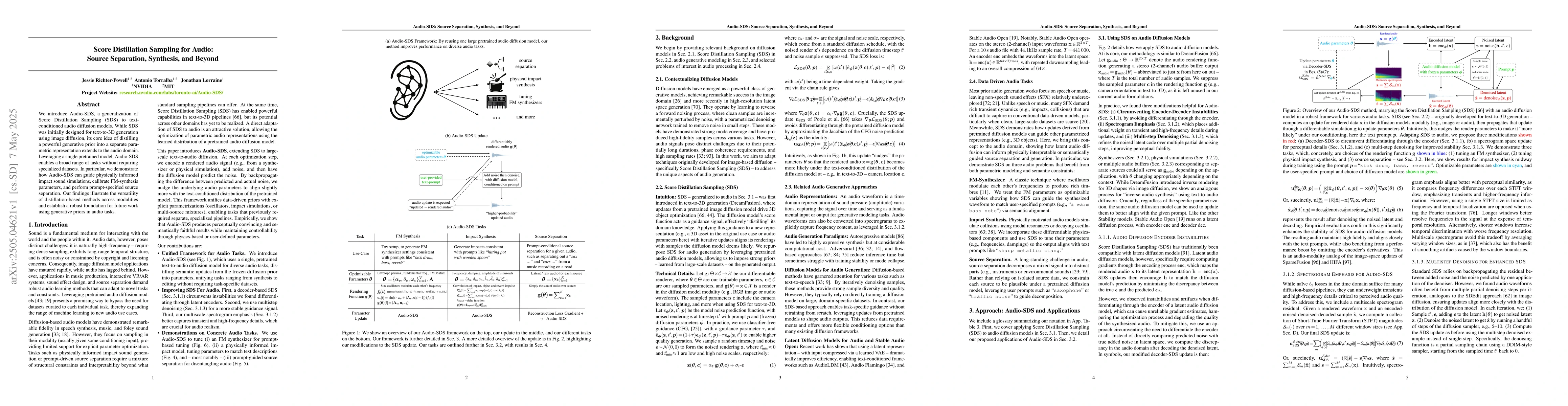 Thumbnail for Score Distillation Sampling for Audio: Source Separation, Synthesis, and
  Beyond
