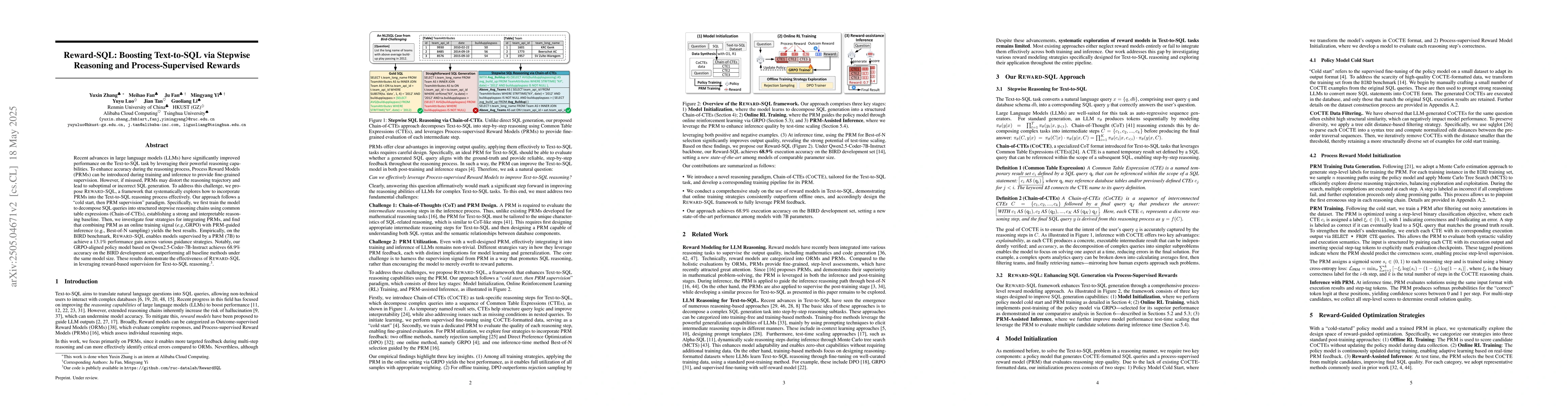Thumbnail for Reward-SQL: Boosting Text-to-SQL via Stepwise Reasoning and
  Process-Supervised Rewards