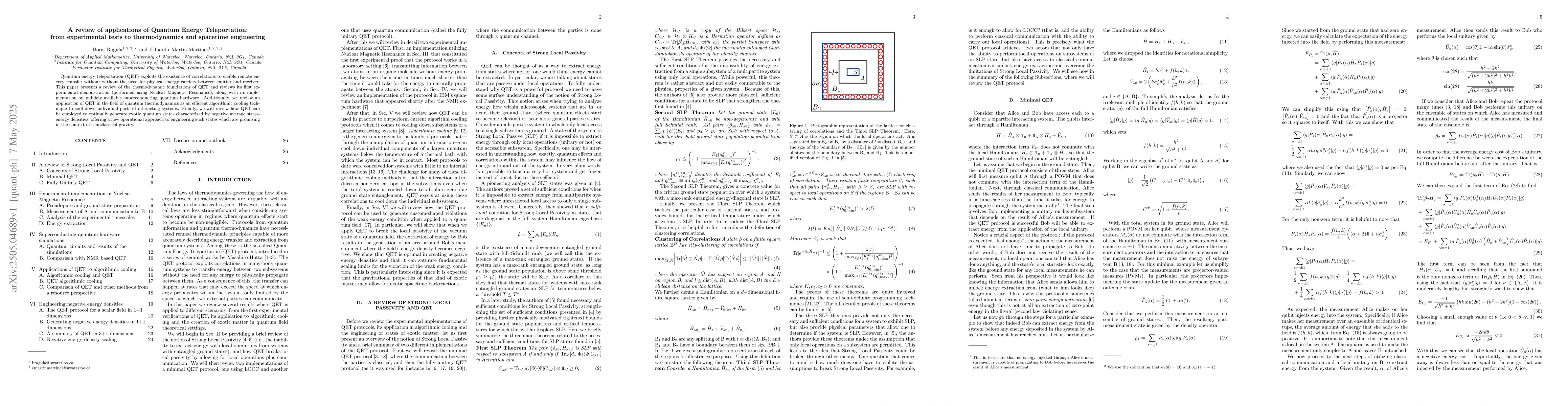 Thumbnail for A review of applications of Quantum Energy Teleportation: from
  experimental tests to thermodynamics and spacetime engineering