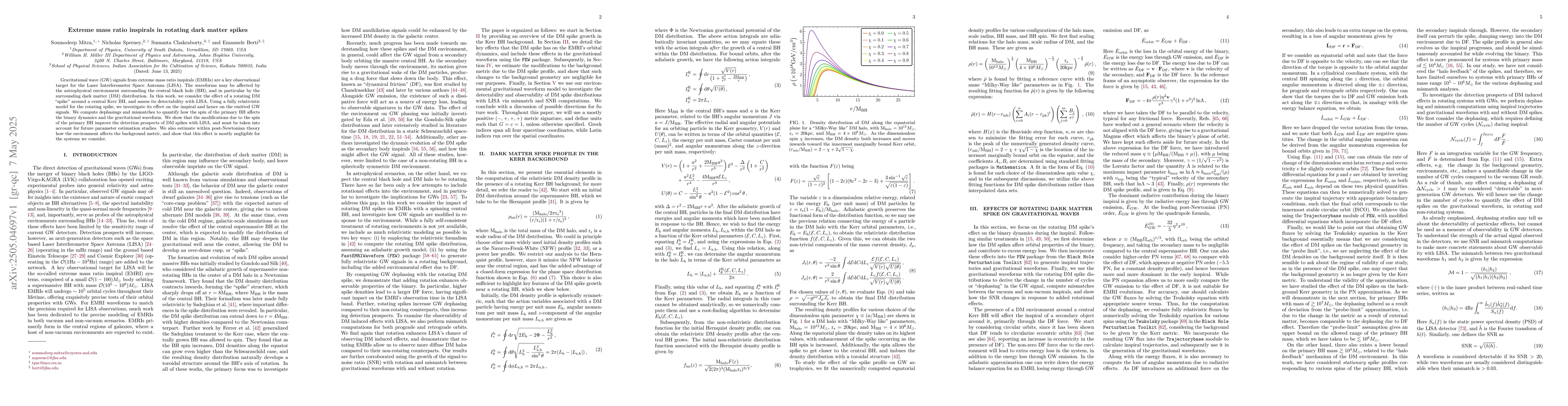 Thumbnail for Extreme mass ratio inspirals in rotating dark matter spikes