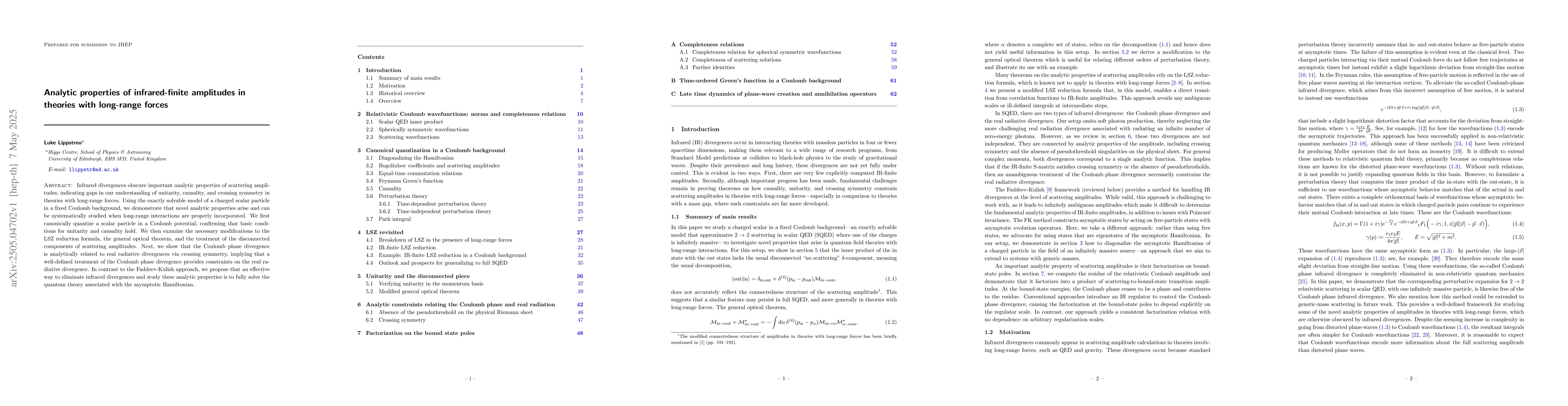 Thumbnail for Analytic Properties of Infrared-Finite Amplitudes in Theories with
  Long-Range Forces