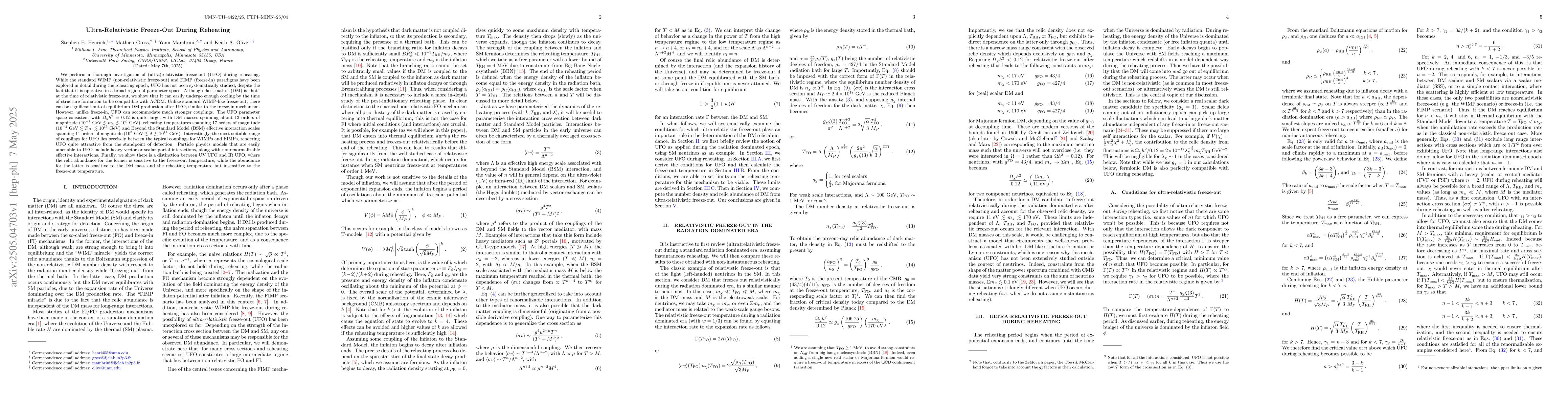 Thumbnail for Ultra-Relativistic Freeze-Out During Reheating