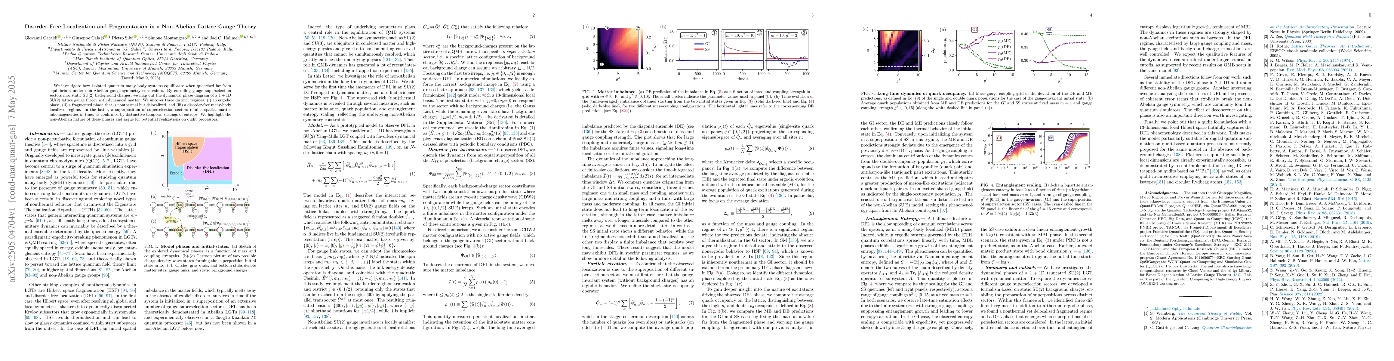 Thumbnail for Disorder-Free Localization and Fragmentation in a Non-Abelian Lattice
  Gauge Theory