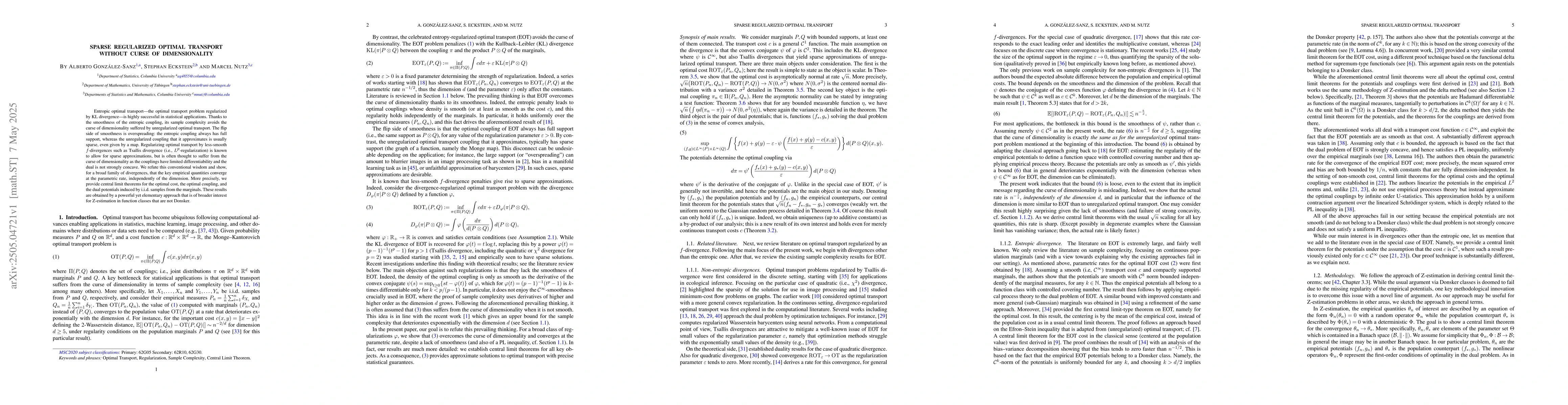 Thumbnail for Sparse Regularized Optimal Transport without Curse of Dimensionality