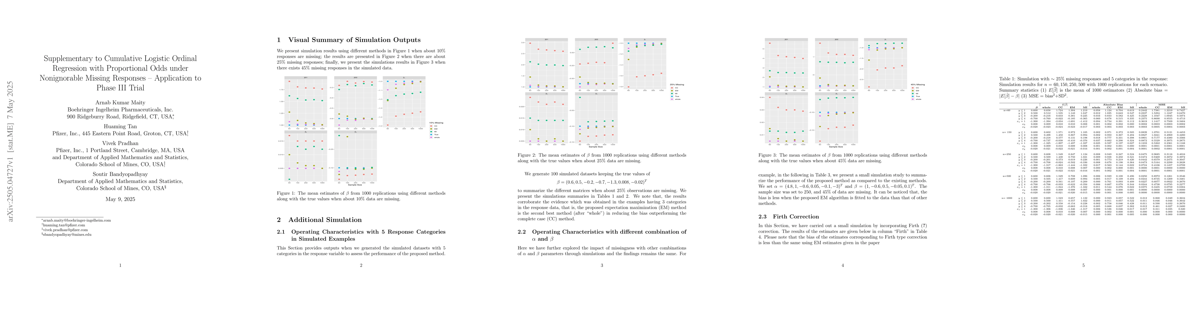 Thumbnail for Cumulative Logit Ordinal Regression with Proportional Odds under
  Nonignorable Missing Response -- Application to Phase III Trial