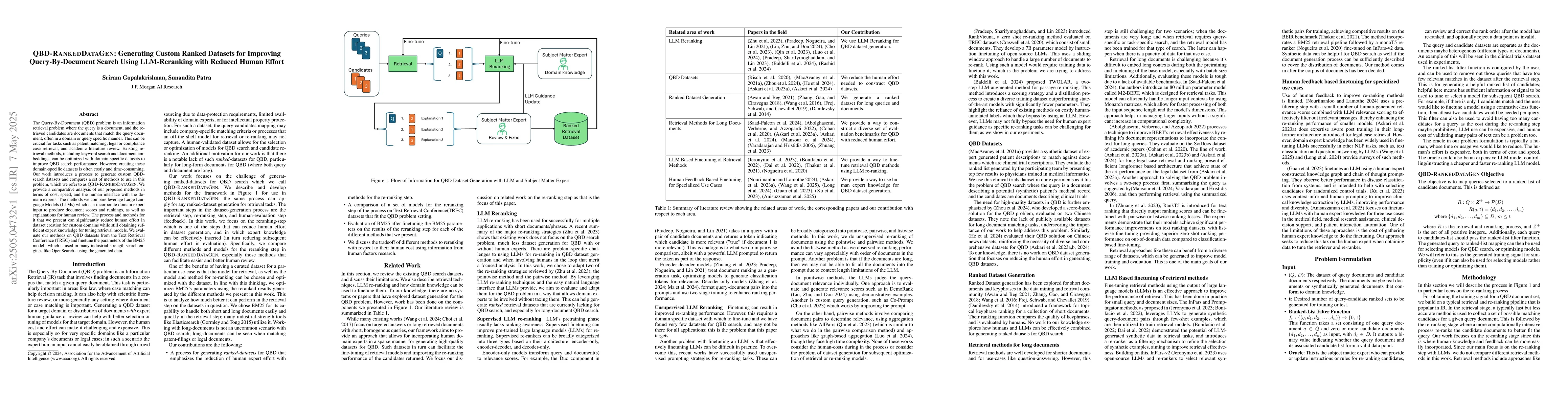 Thumbnail for QBD-RankedDataGen: Generating Custom Ranked Datasets for Improving
  Query-By-Document Search Using LLM-Reranking with Reduced Human Effort