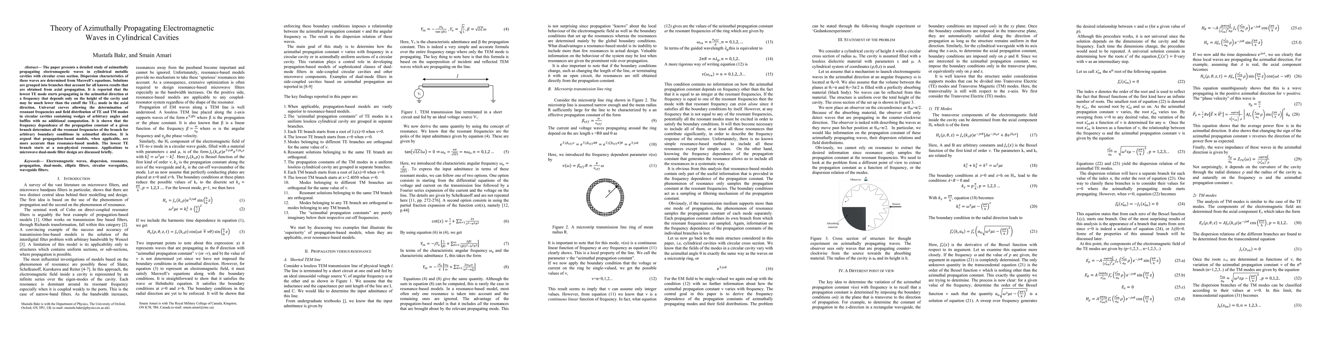 Thumbnail for Theory of Azimuthally Propagating Electromagnetic Waves in Cylindrical
  Cavities