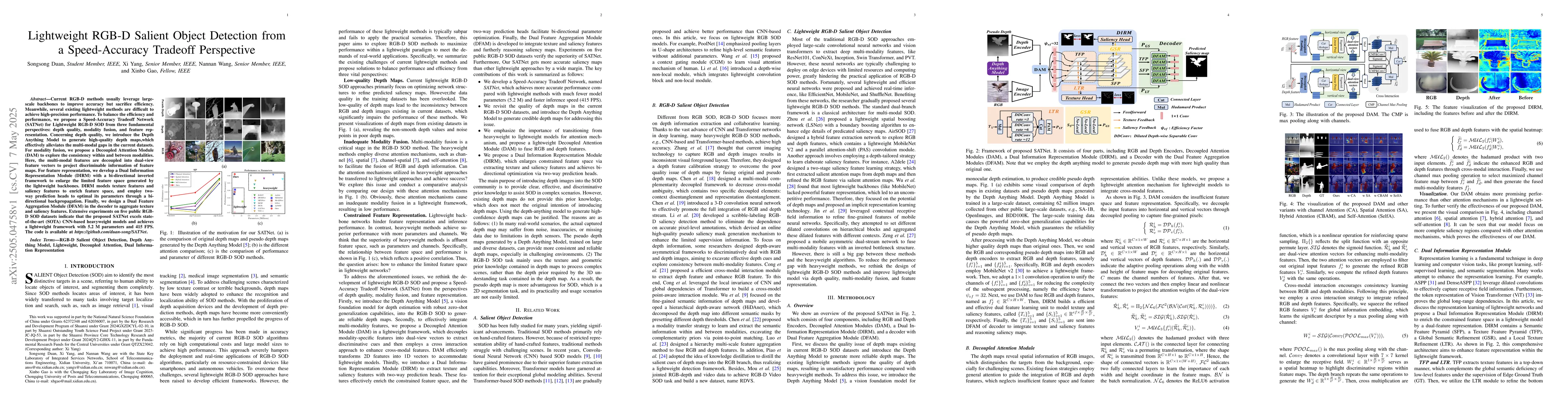 Thumbnail for Lightweight RGB-D Salient Object Detection from a Speed-Accuracy
  Tradeoff Perspective
