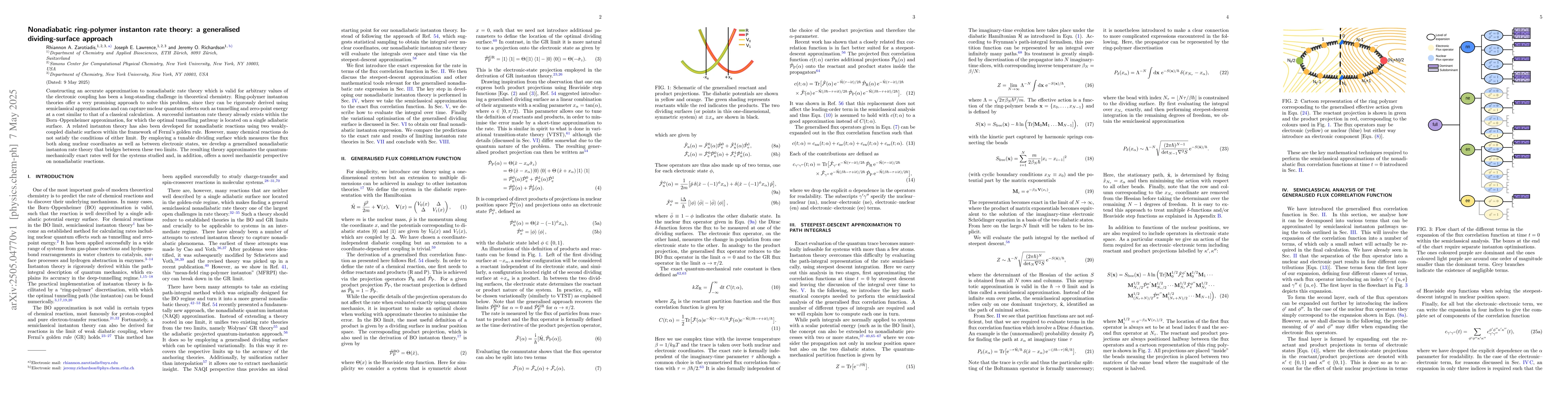 Thumbnail for Nonadiabatic ring-polymer instanton rate theory: a generalised
  dividing-surface approach