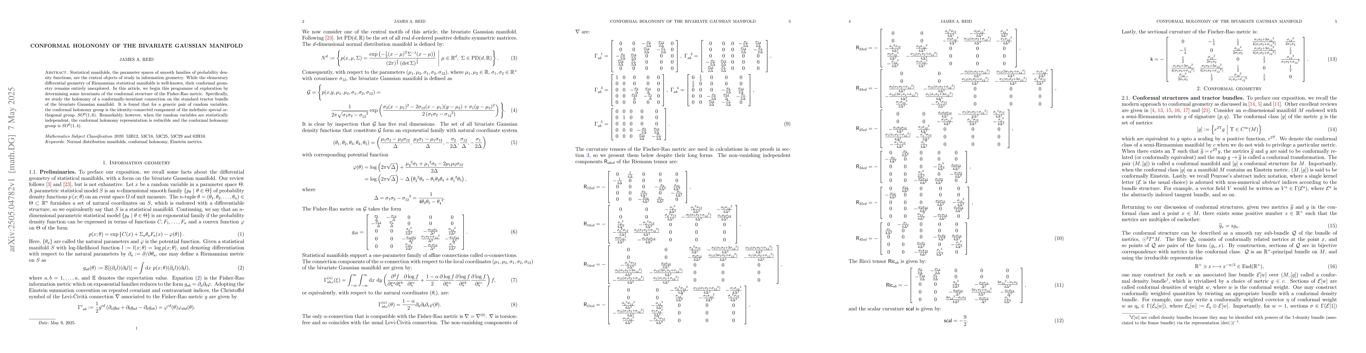 Thumbnail for Conformal Holonomy of the Bivariate Gaussian Manifold