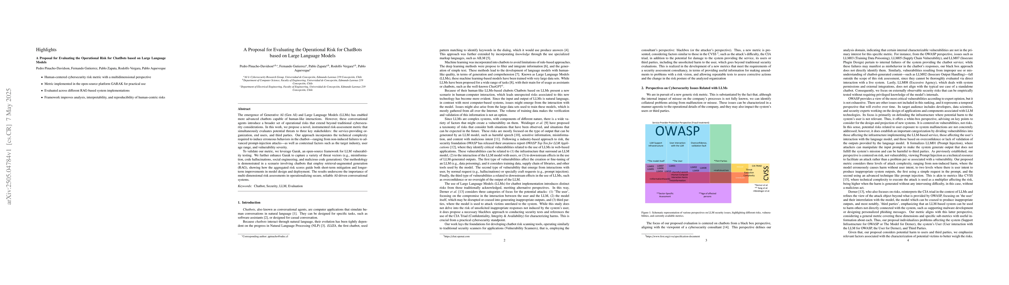 Thumbnail for A Proposal for Evaluating the Operational Risk for ChatBots based on
  Large Language Models