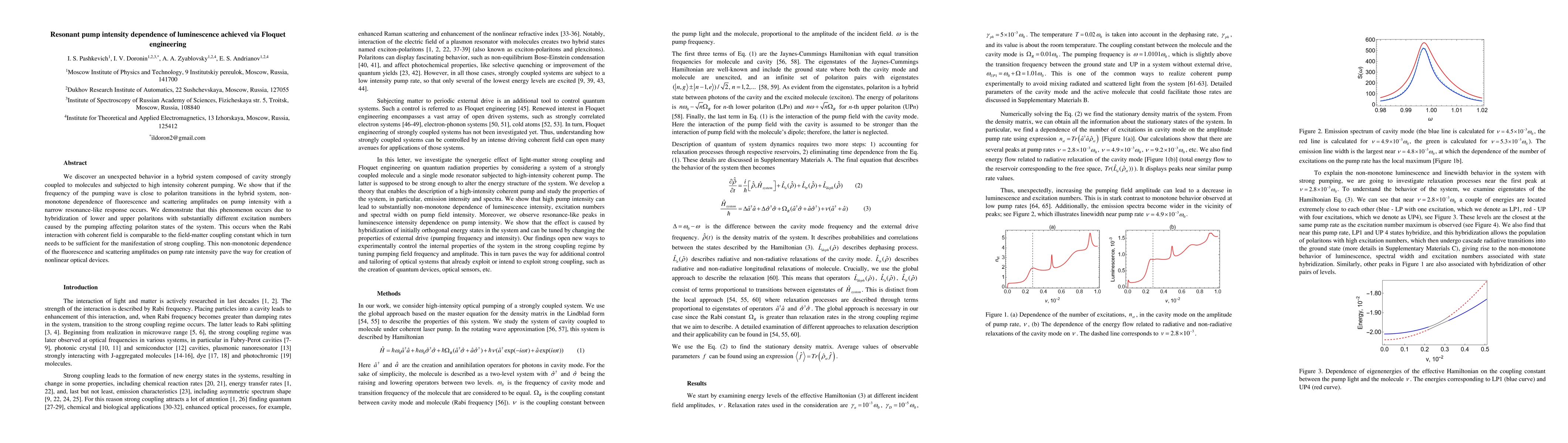 Thumbnail for Resonant pump intensity dependence of luminescence achieved via Floquet
  engineering