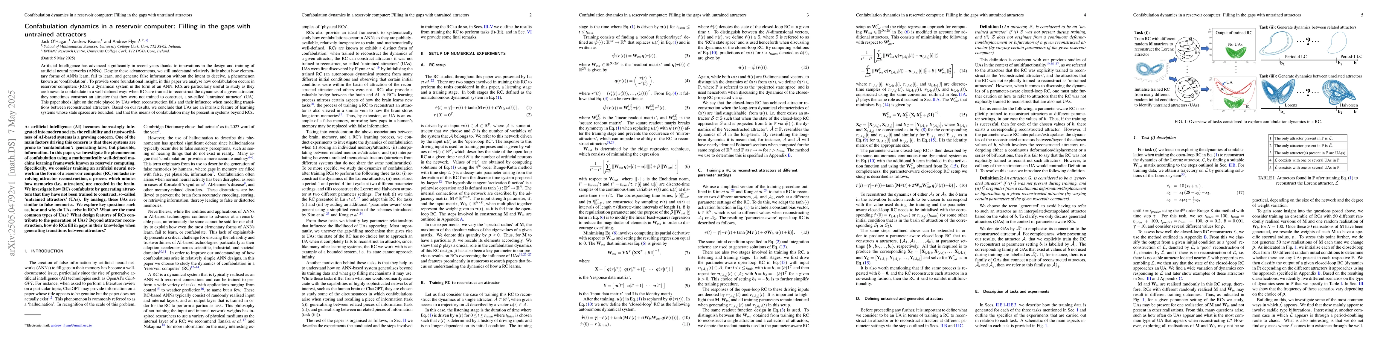 Thumbnail for Confabulation dynamics in a reservoir computer: Filling in the gaps with
  untrained attractors