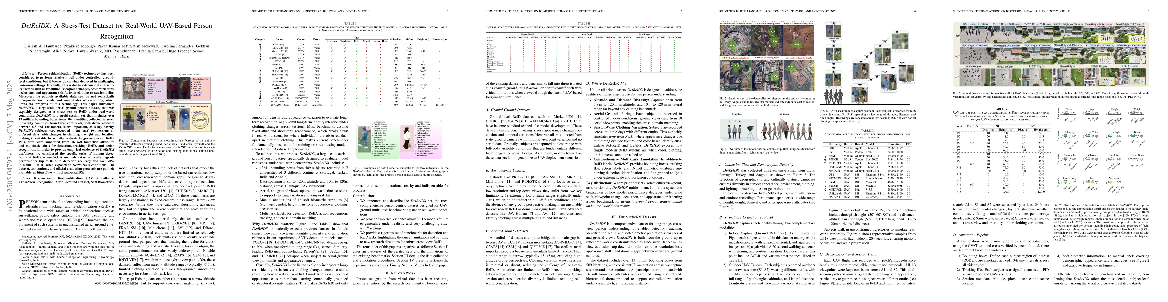 Thumbnail for DetReIDX: A Stress-Test Dataset for Real-World UAV-Based Person
  Recognition