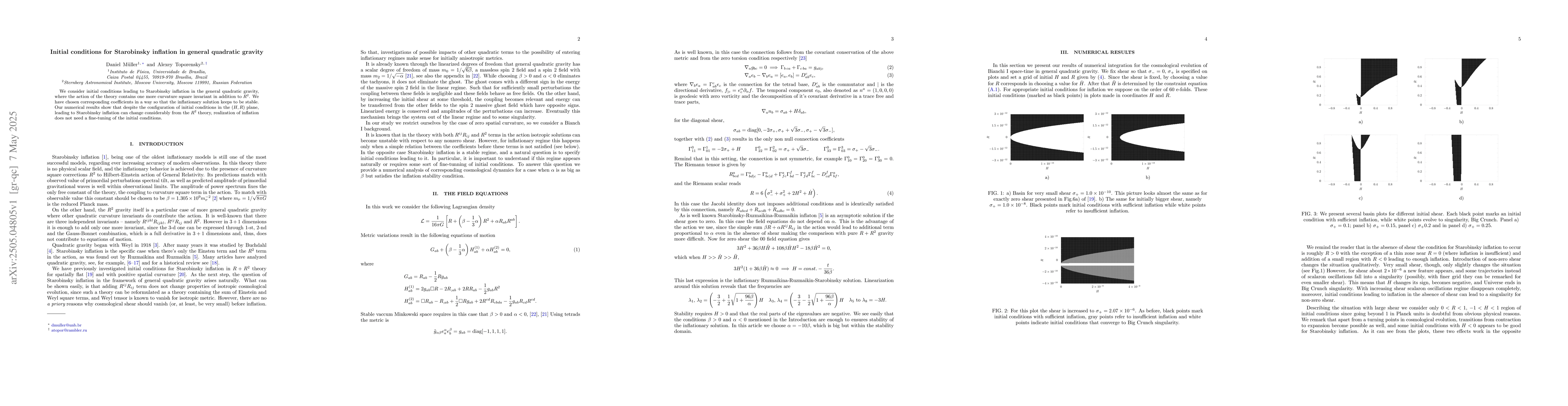 Thumbnail for Initial conditions for Starobinsky inflation in general quadratic
  gravity