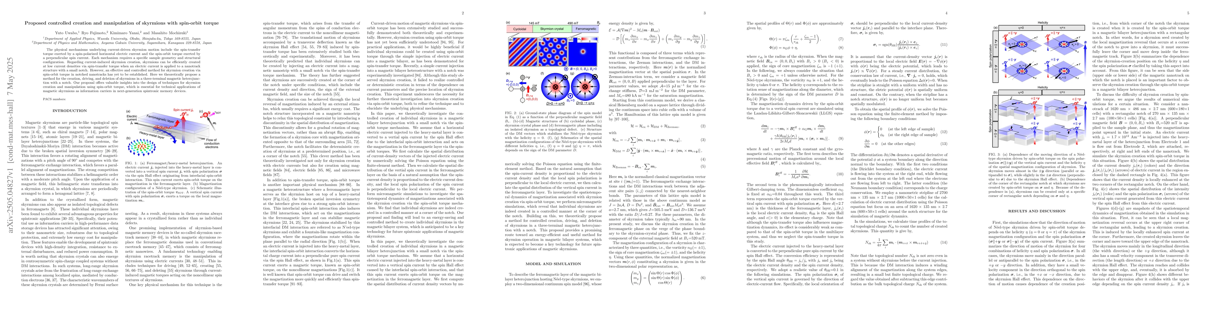 Thumbnail for Proposed controlled creation and manipulation of skyrmions with
  spin-orbit torque