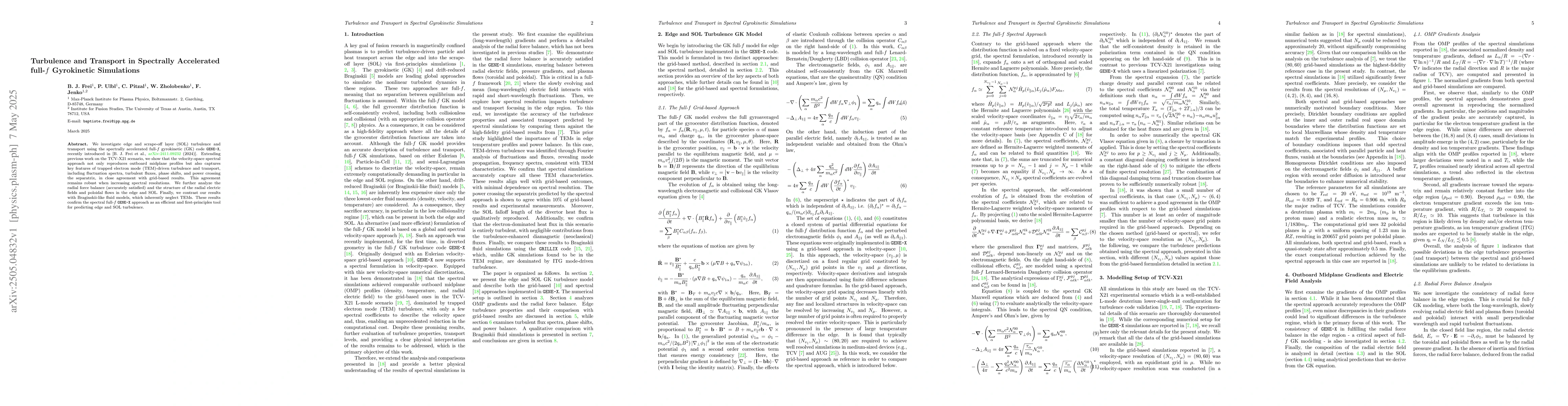 Thumbnail for Turbulence and Transport in Spectrally Accelerated full-f Gyrokinetic
  Simulations