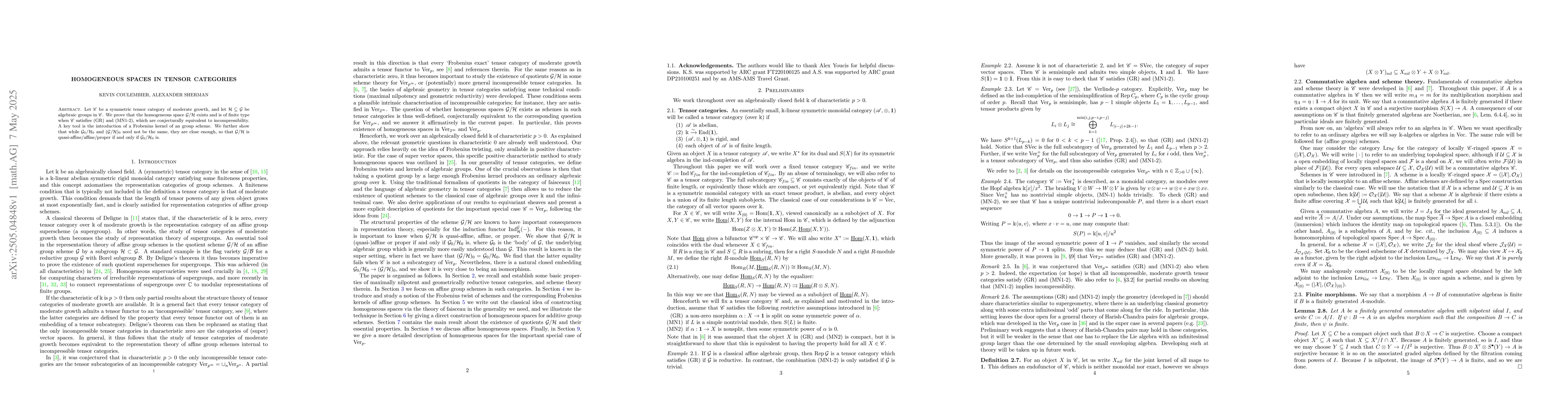 Thumbnail for Homogeneous spaces in tensor categories