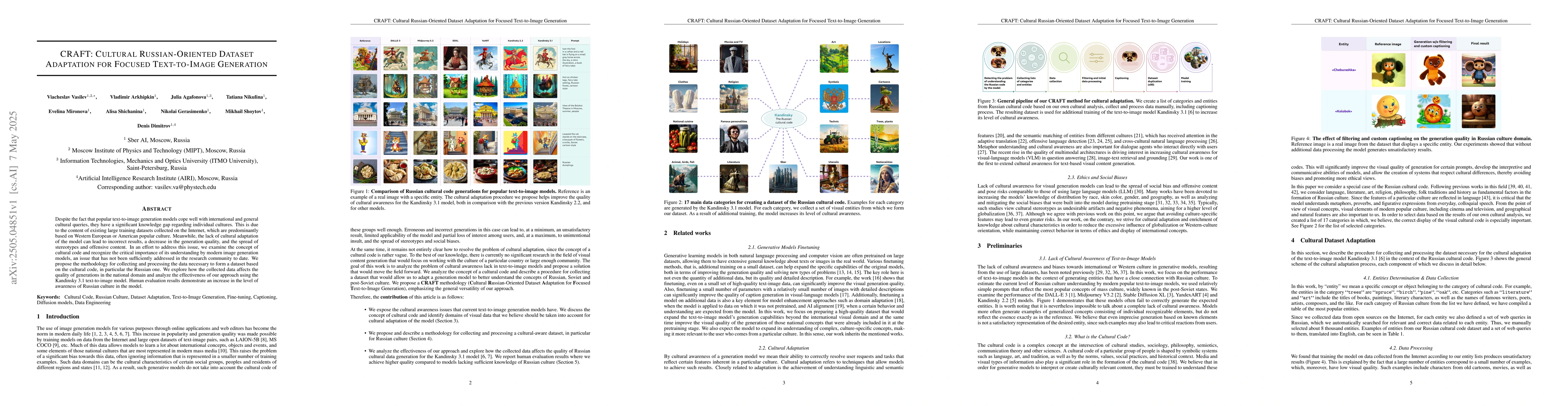 Thumbnail for CRAFT: Cultural Russian-Oriented Dataset Adaptation for Focused
  Text-to-Image Generation
