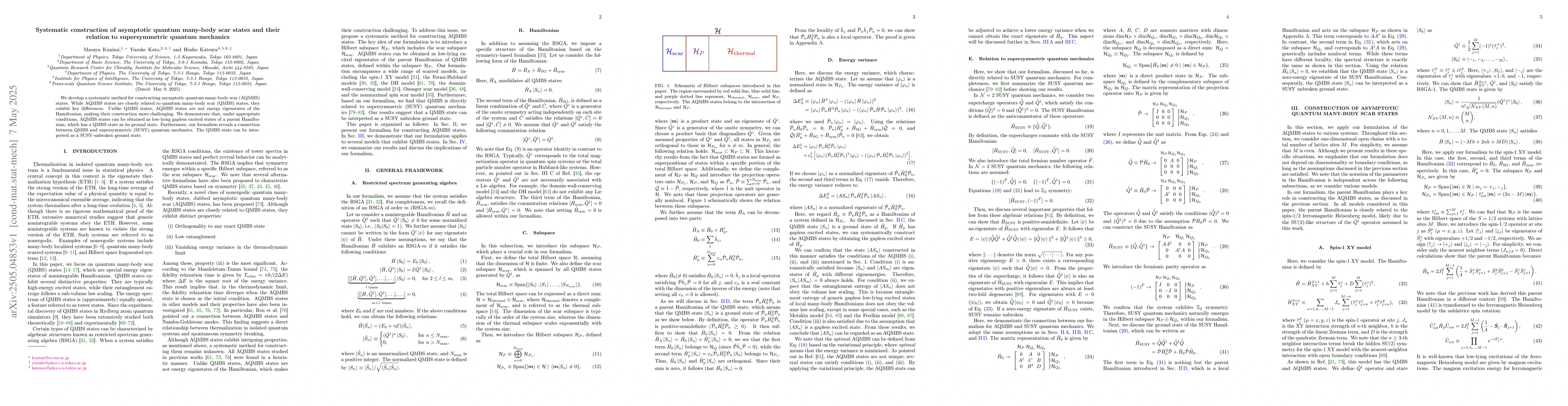 Thumbnail for Systematic construction of asymptotic quantum many-body scar states and
  their relation to supersymmetric quantum mechanics